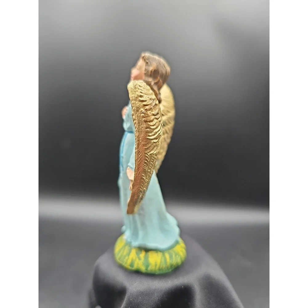 Vintage Beautiful Christmas Nativity Angel Italy Blue Gown Gold Wings AA